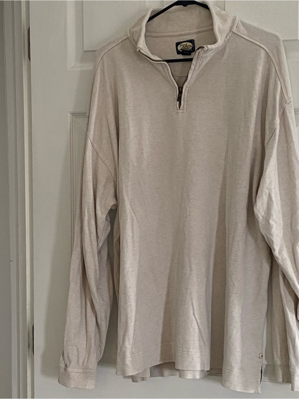 Tommy Bahama Men's Cream Quarter-Zip Pullover Sweatshirt sz xl soft cotton